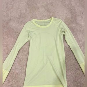 Lululemon Swiftly Long Sleeve top in Highlighter Yellow , size 6